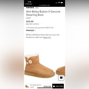 UGG Women’s mini Bailey button boots in chestnut size 8